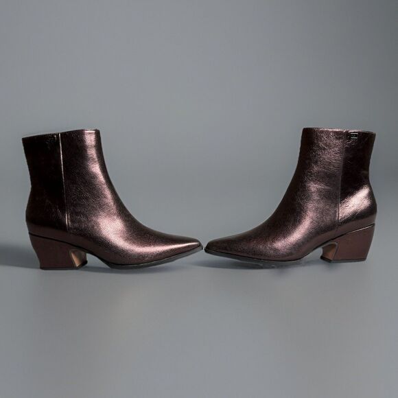 Franco Sarto Shoes - Franco Sarto L-Vivian Metallic Western Ankle Boots Bronze Leather NEW Size 7.5